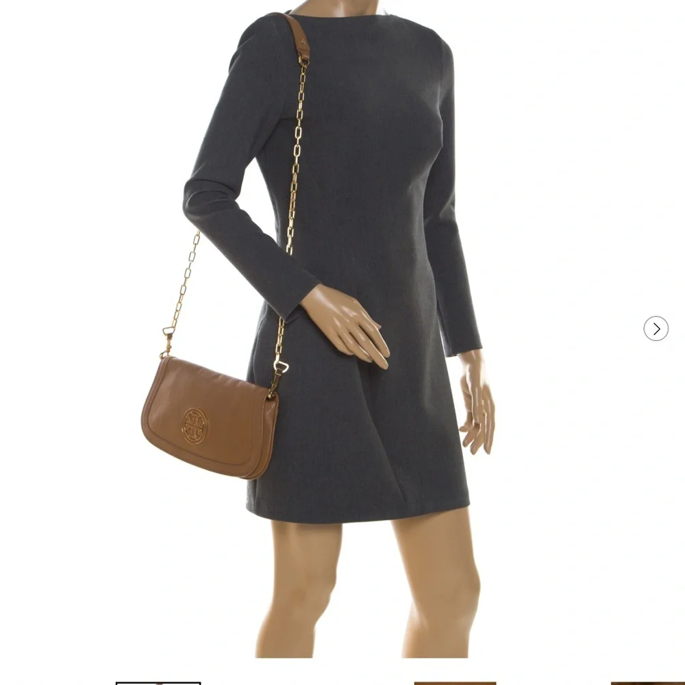 Tory Burch Tan Leather Amanda Logo Crossbody Bag